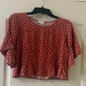 Eyeshadow Pink and White Polka Dot Crop Top
